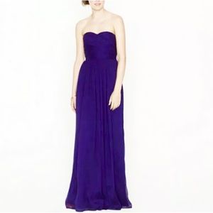 J Crew Arabelle Strapless Chiffon Dress in Eggplant Purple NWT Size 6P